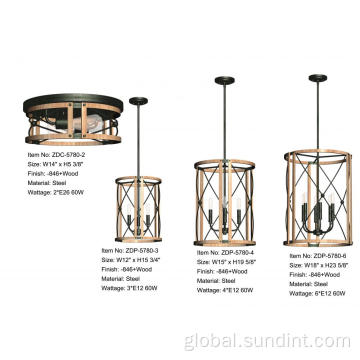 Lighting Fixture Modern 6*60W Steel Wood Light Chandelier Supplier